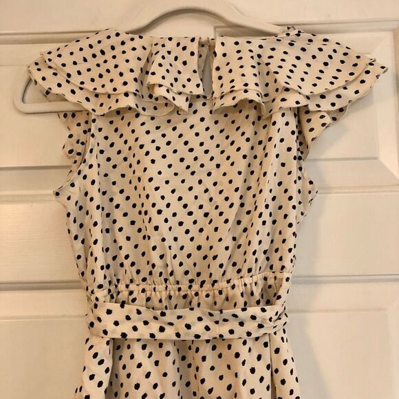 Motherhood Maternity Cream With Black Dots Blouse Waist Belt - Picture 4 of 13